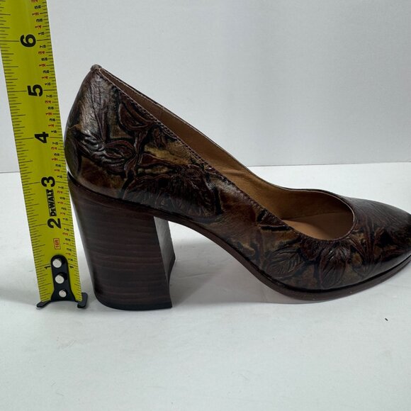 Patricia Nash Pumps Size 8 Anita Block Heel Floral Tooled Leather - Picture 10 of 12